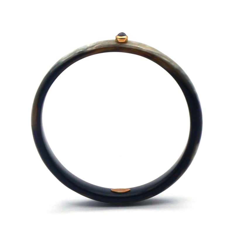 Jonc en corne foncée 10mm serti...