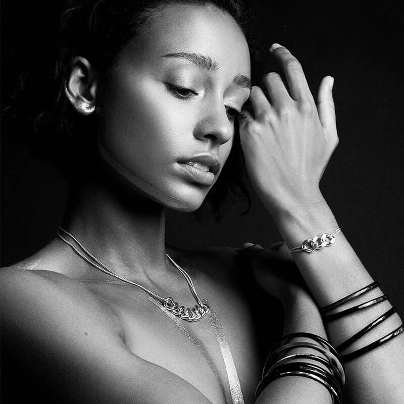 Collier chaine 7 maillons  - Titanium