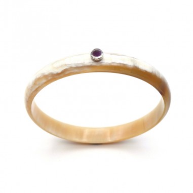 Jonc en corne claire 10mm serti...