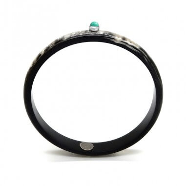 Jonc en corne foncée 10mm serti...