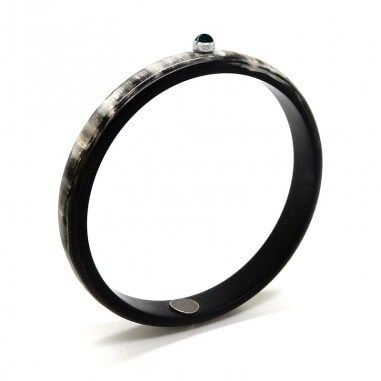 Jonc en corne foncée 10mm serti...