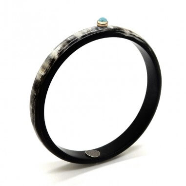 Jonc en corne foncée 10mm serti...